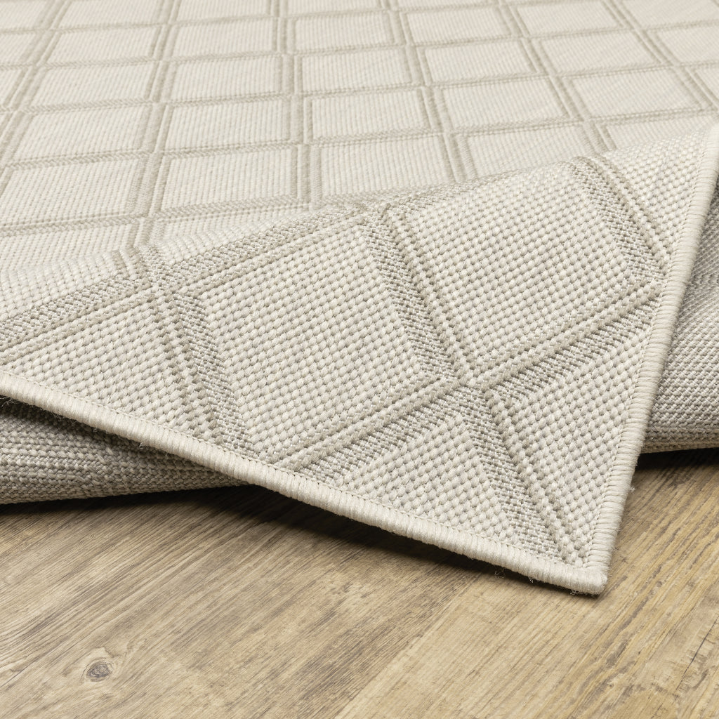 Oriental Weavers Portofino 5098W Ivory/Grey Rectangle Indoor / Outdoor Area Rug - Stain Resistant Machine Made Patio Rug