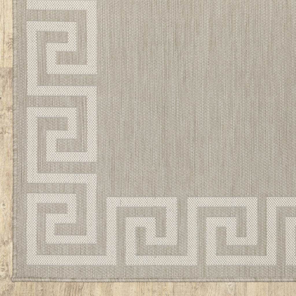 Oriental Weavers Portofino 6560D Grey/Ivory Rectangle Indoor / Outdoor Runner - Stain Resistant Machine Made Entryway &amp; Hallway Runner