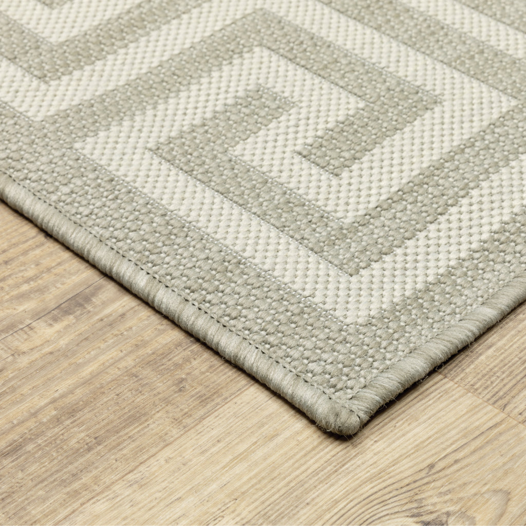 Oriental Weavers Portofino 6560D Grey/Ivory Rectangle Indoor / Outdoor Runner - Stain Resistant Machine Made Entryway &amp; Hallway Runner