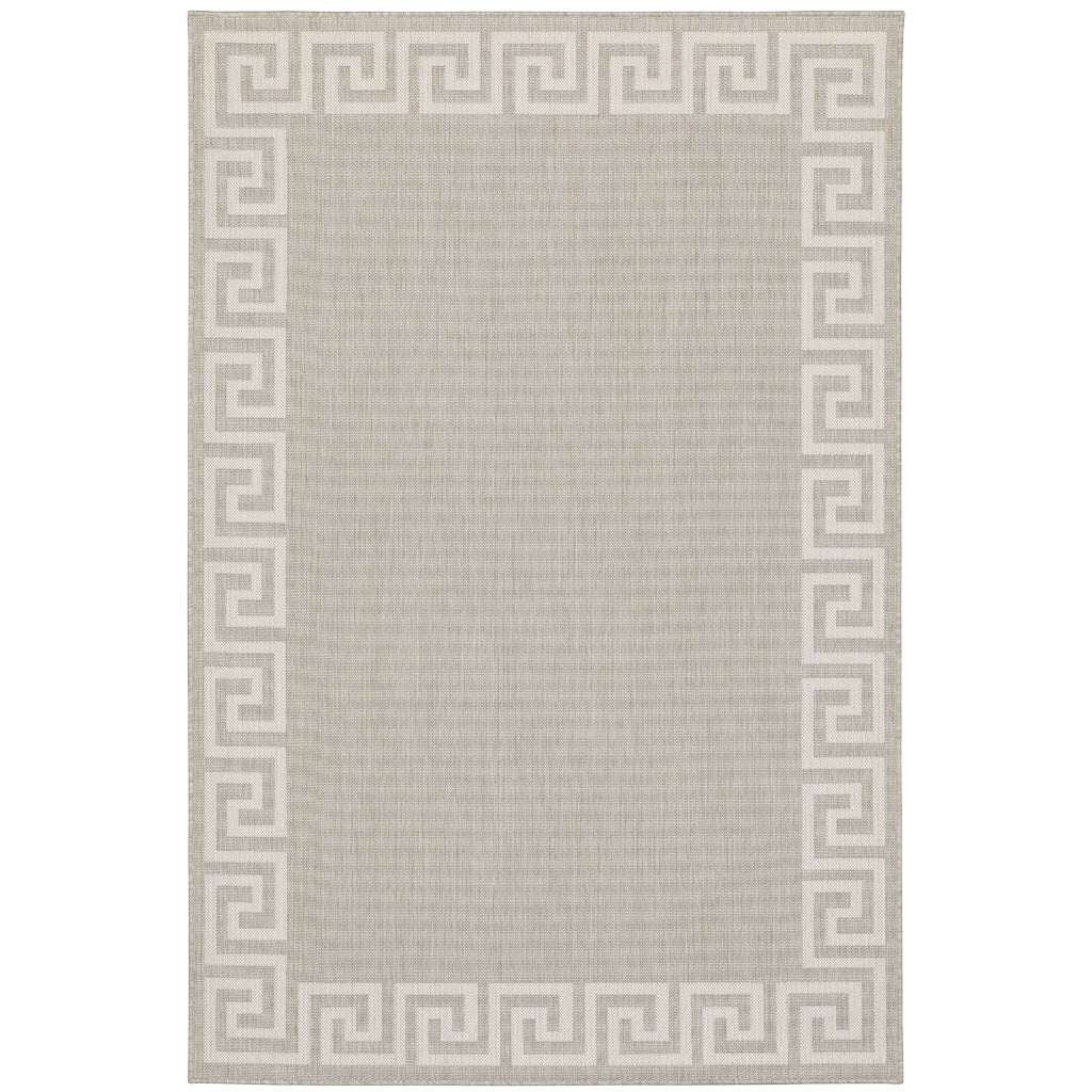 Oriental Weavers Portofino 6560D Grey/Ivory Rectangle Indoor / Outdoor Area Rug - Stain Resistant Machine Made Patio Rug-