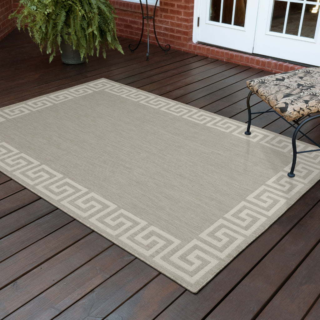Oriental Weavers Portofino 6560D Grey/Ivory Rectangle Indoor / Outdoor Area Rug - Stain Resistant Machine Made Patio Rug-