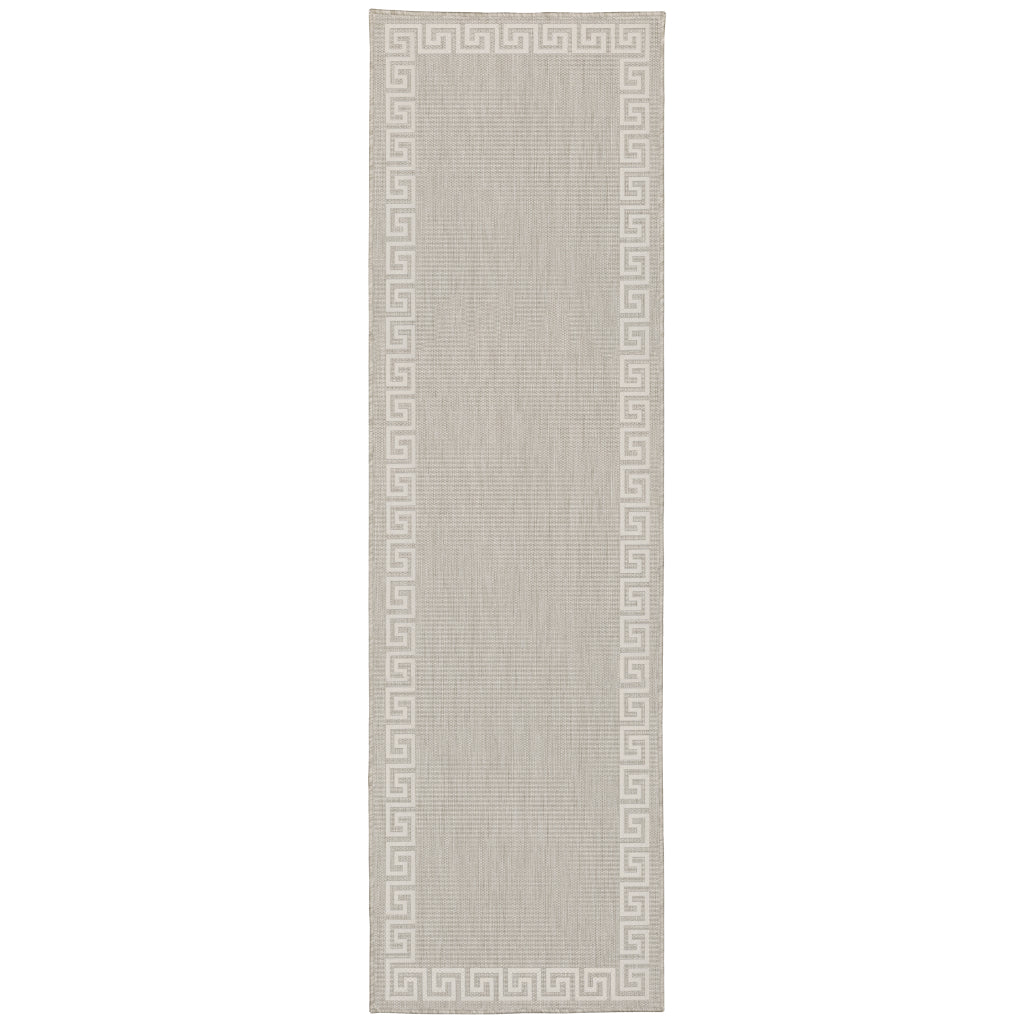 Oriental Weavers Portofino 6560D Grey/Ivory Rectangle Indoor / Outdoor Runner - Stain Resistant Machine Made Entryway &amp; Hallway Runner