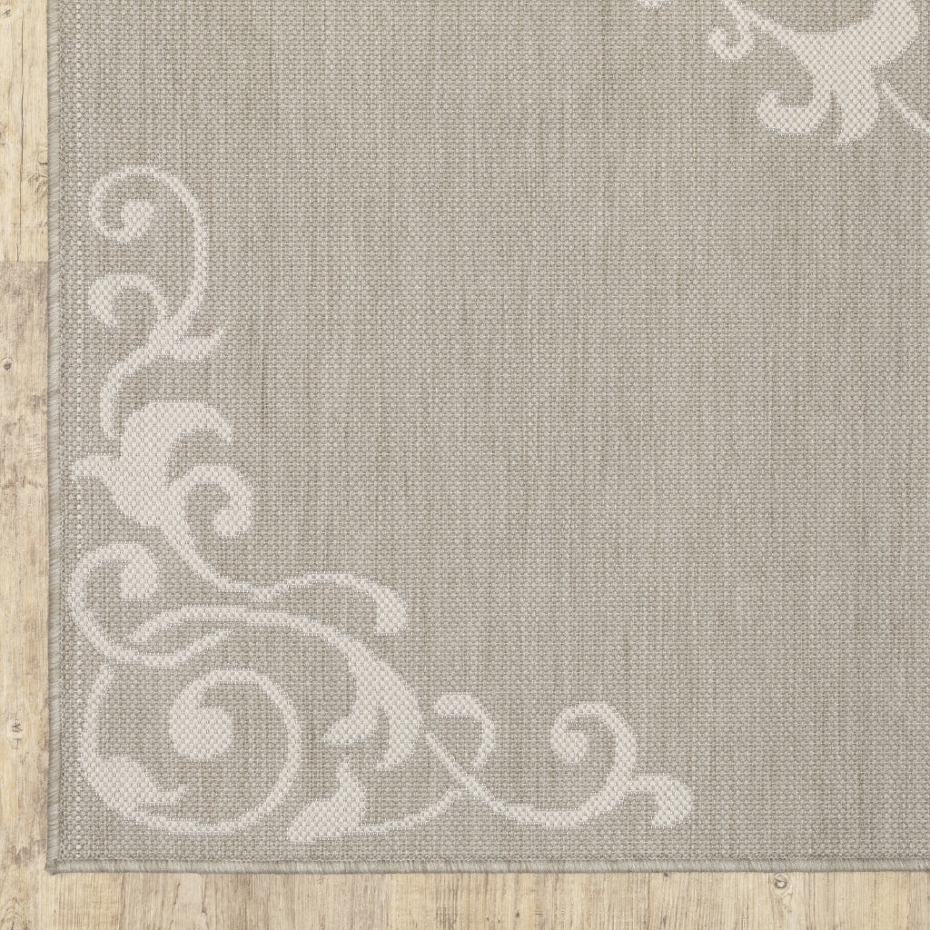 Oriental Weavers Portofino 6649W Taupe/Ivory Rectangle Indoor / Outdoor Runner - Stain Resistant Machine Made Entryway & Hallway Runner-