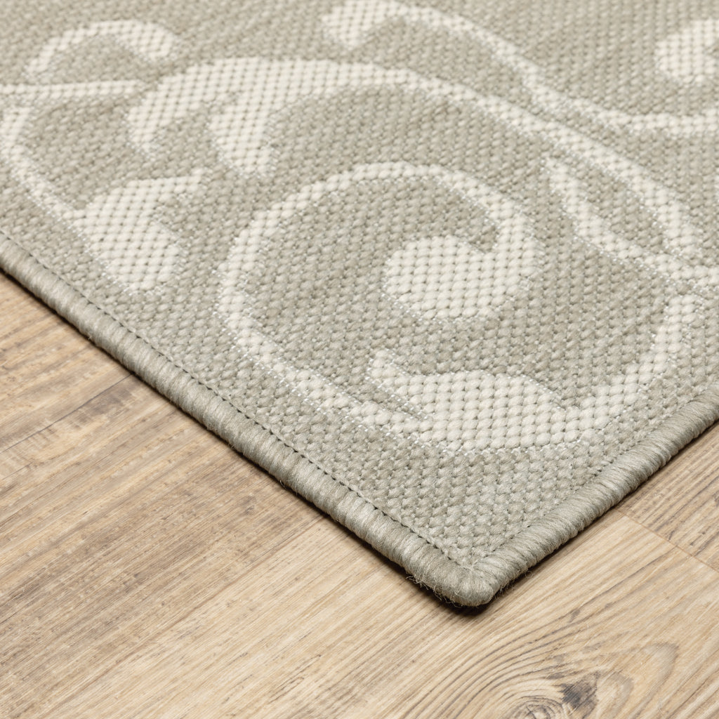 Oriental Weavers Portofino 6649W Taupe/Ivory Rectangle Indoor / Outdoor Area Rug - Stain Resistant Machine Made Patio Rug