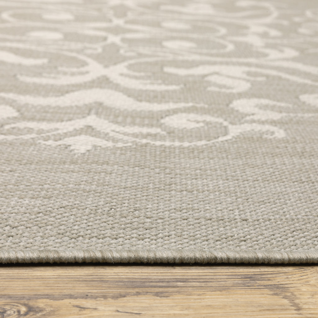 Oriental Weavers Portofino 6649W Taupe/Ivory Rectangle Indoor / Outdoor Runner - Stain Resistant Machine Made Entryway &amp; Hallway Runner