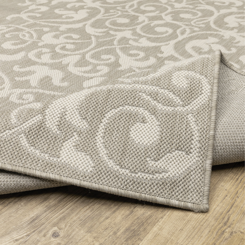 Oriental Weavers Portofino 6649W Taupe/Ivory Rectangle Indoor / Outdoor Area Rug - Stain Resistant Machine Made Patio Rug