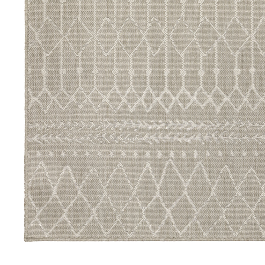 Oriental Weavers Portofino 670H4 Grey/Ivory Rectangle Indoor / Outdoor Runner - Stain Resistant Machine Made Entryway &amp; Hallway Runner