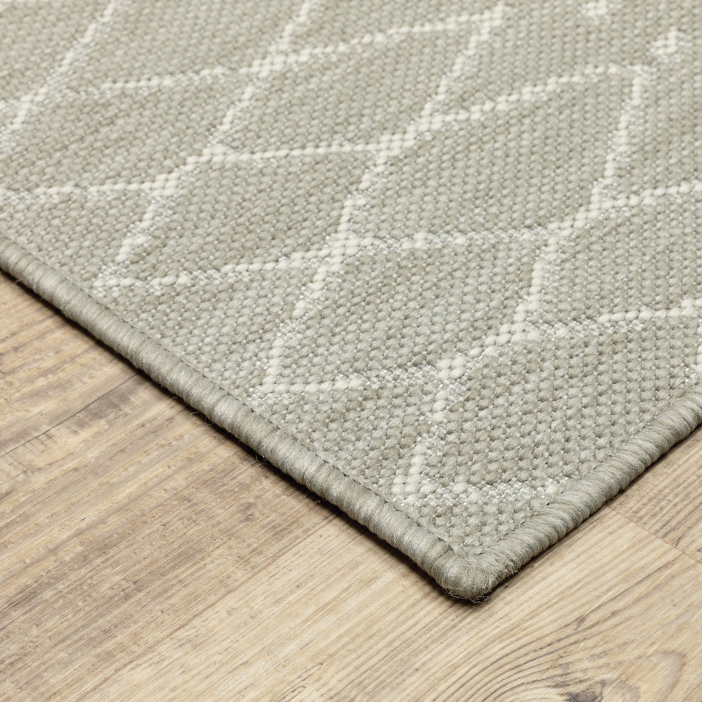 Oriental Weavers Portofino 670H4 Grey/Ivory Rectangle Indoor / Outdoor Runner - Stain Resistant Machine Made Entryway &amp; Hallway Runner