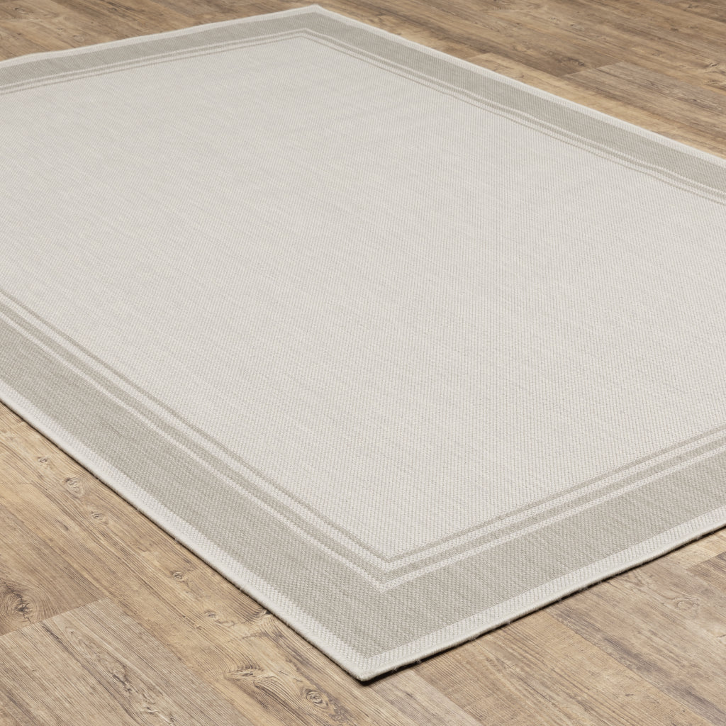 Oriental Weavers Portofino 6765W Ivory/Grey Rectangle Indoor / Outdoor Area Rug - Stain Resistant Machine Made Patio Rug