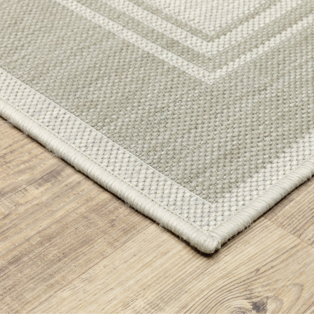 Oriental Weavers Portofino 6765W Ivory/Grey Rectangle Indoor / Outdoor Runner - Stain Resistant Machine Made Entryway &amp; Hallway Runner
