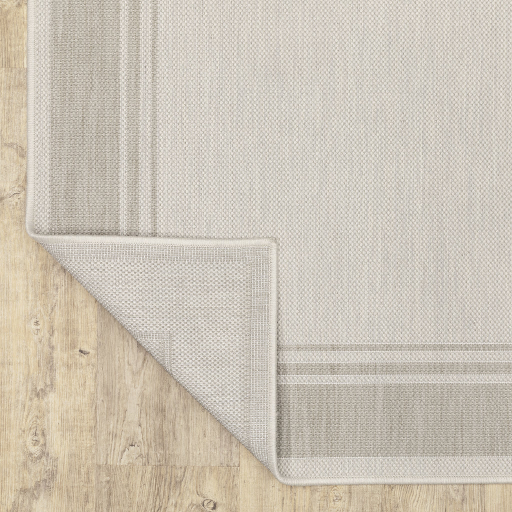 Oriental Weavers Portofino 6765W Ivory/Grey Rectangle Indoor / Outdoor Runner - Stain Resistant Machine Made Entryway &amp; Hallway Runner