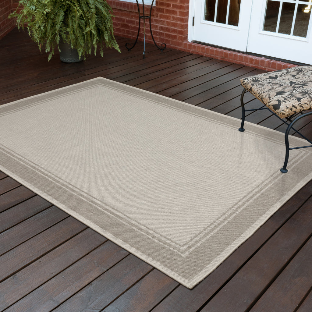 Oriental Weavers Portofino 6765W Ivory/Grey Rectangle Indoor / Outdoor Area Rug - Stain Resistant Machine Made Patio Rug