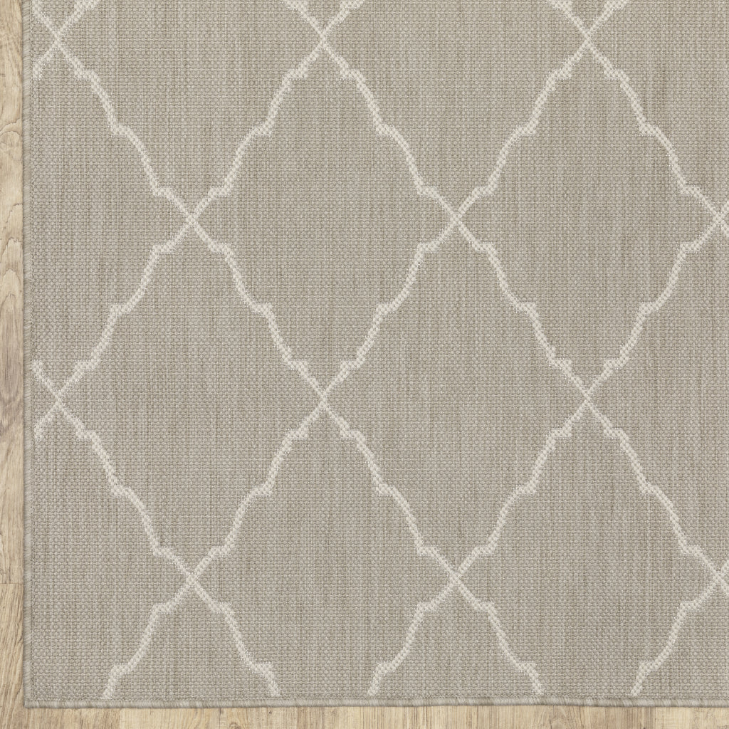 Oriental Weavers Portofino 7225H Grey/Ivory Rectangle Indoor / Outdoor Runner - Stain Resistant Machine Made Entryway &amp; Hallway Runner