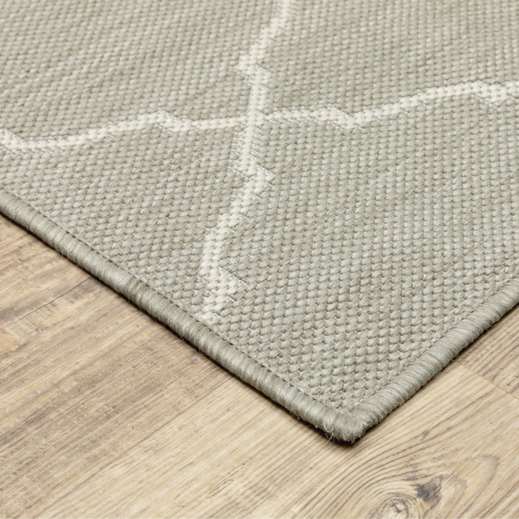Oriental Weavers Portofino 7225H Grey/Ivory Rectangle Indoor / Outdoor Runner - Stain Resistant Machine Made Entryway &amp; Hallway Runner
