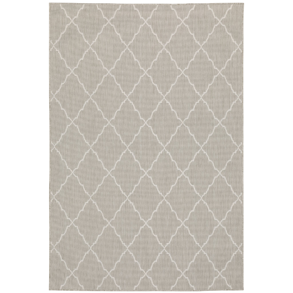 Oriental Weavers Portofino 7225H Grey/Ivory Rectangle Indoor / Outdoor Area Rug - Stain Resistant Machine Made Patio Rug