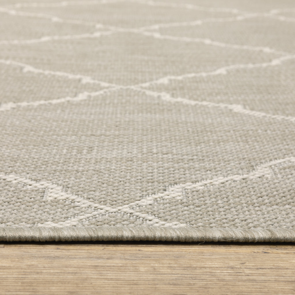 Oriental Weavers Portofino 7225H Grey/Ivory Rectangle Indoor / Outdoor Area Rug - Stain Resistant Machine Made Patio Rug