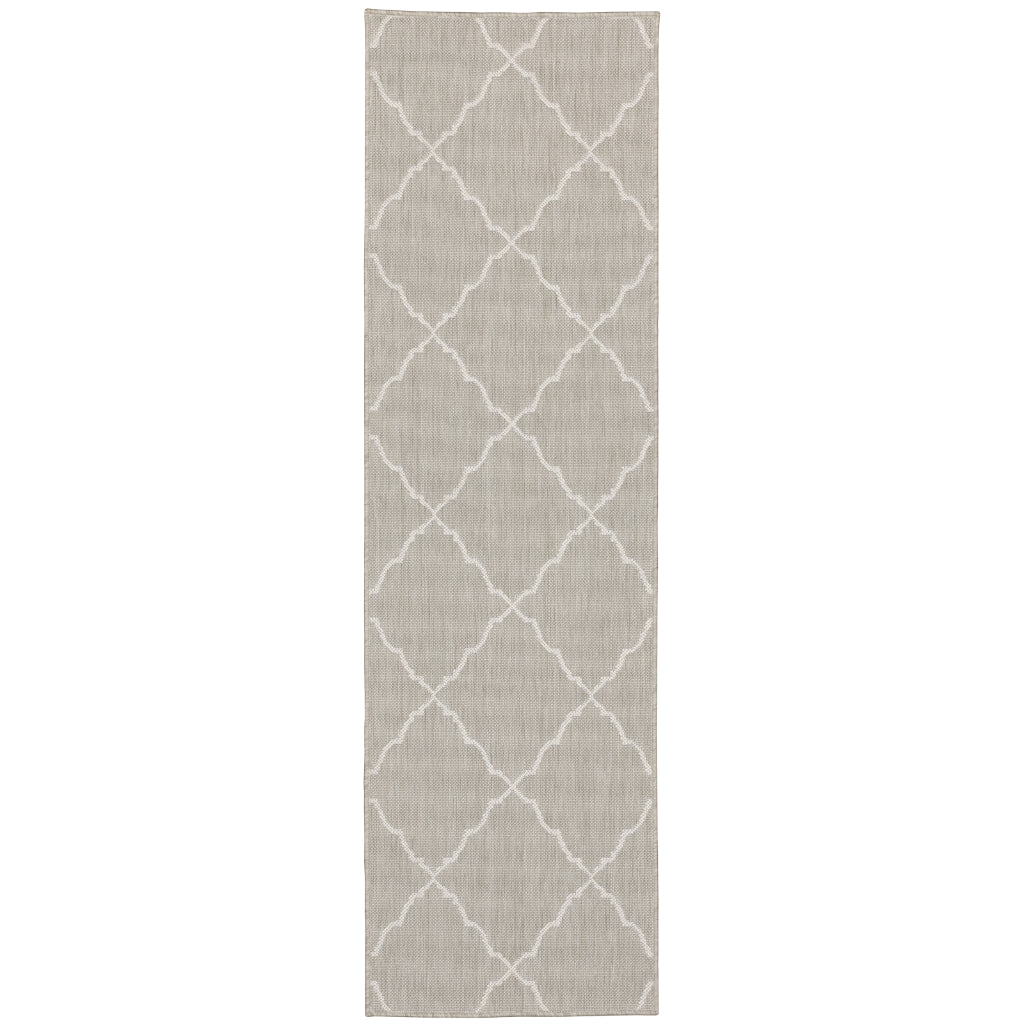 Oriental Weavers Portofino 7225H Grey/Ivory Rectangle Indoor / Outdoor Runner - Stain Resistant Machine Made Entryway &amp; Hallway Runner