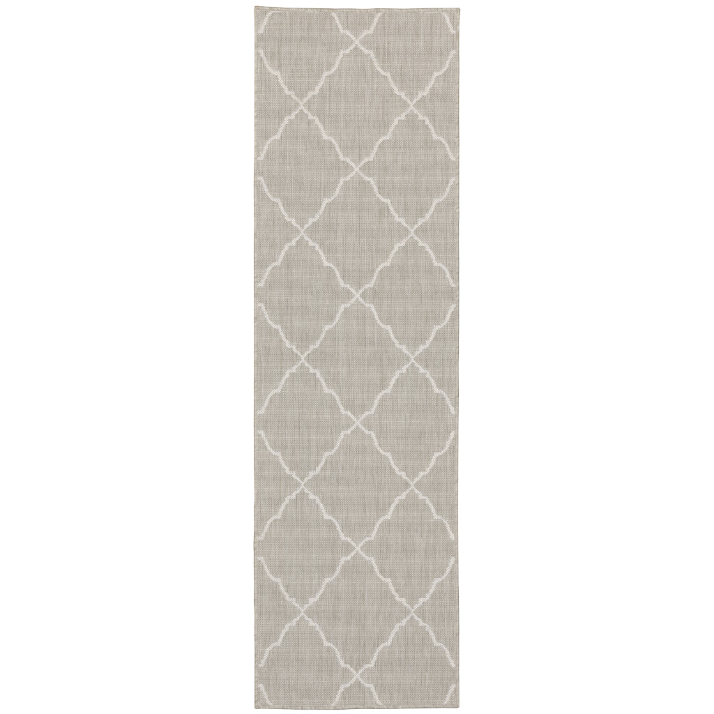 Oriental Weavers Portofino 7225H Grey/Ivory Rectangle Indoor / Outdoor Runner - Stain Resistant Machine Made Entryway & Hallway Runner-