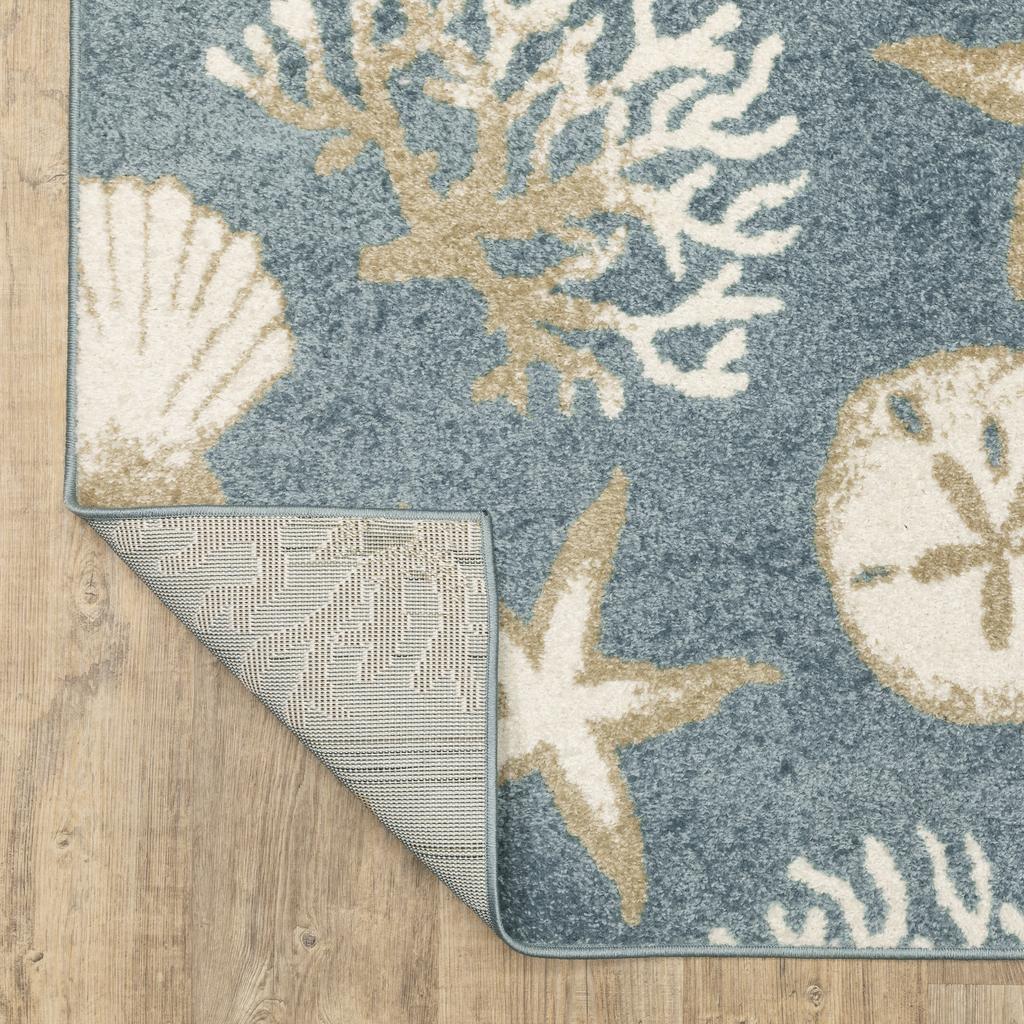 Oriental Weavers Quinn QUI01 Blue Rectangle Indoor Runner Coastal Pattern-