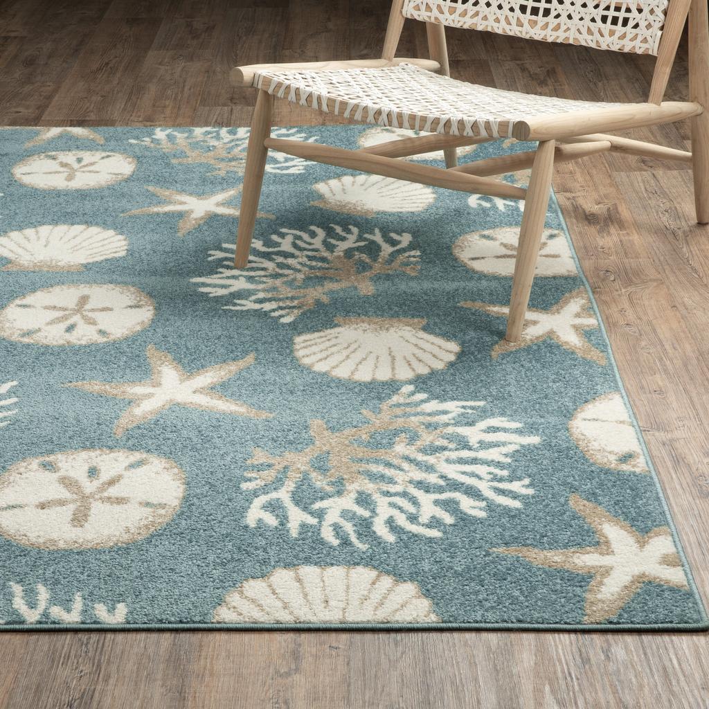 Oriental Weavers Quinn QUI01 Blue Rectangle Indoor Area Rug Coastal Pattern-