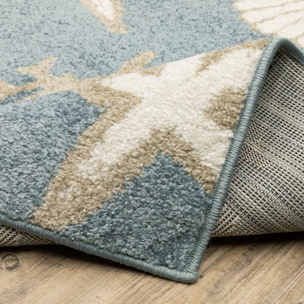 Oriental Weavers Quinn QUI01 Blue Rectangle Indoor Runner Coastal Pattern-