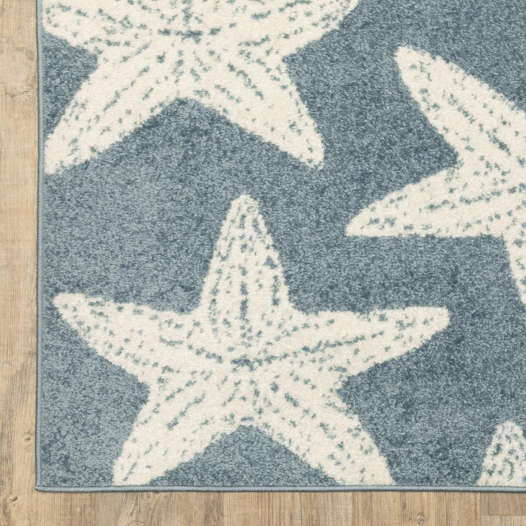 Oriental Weavers Quinn QUI02 Blue Rectangle Indoor Runner Coastal Pattern-