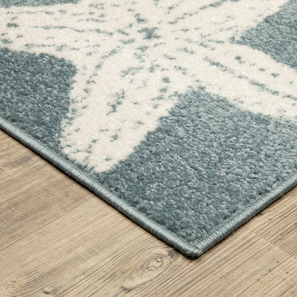 Oriental Weavers Quinn QUI02 Blue Rectangle Indoor Runner Coastal Pattern-