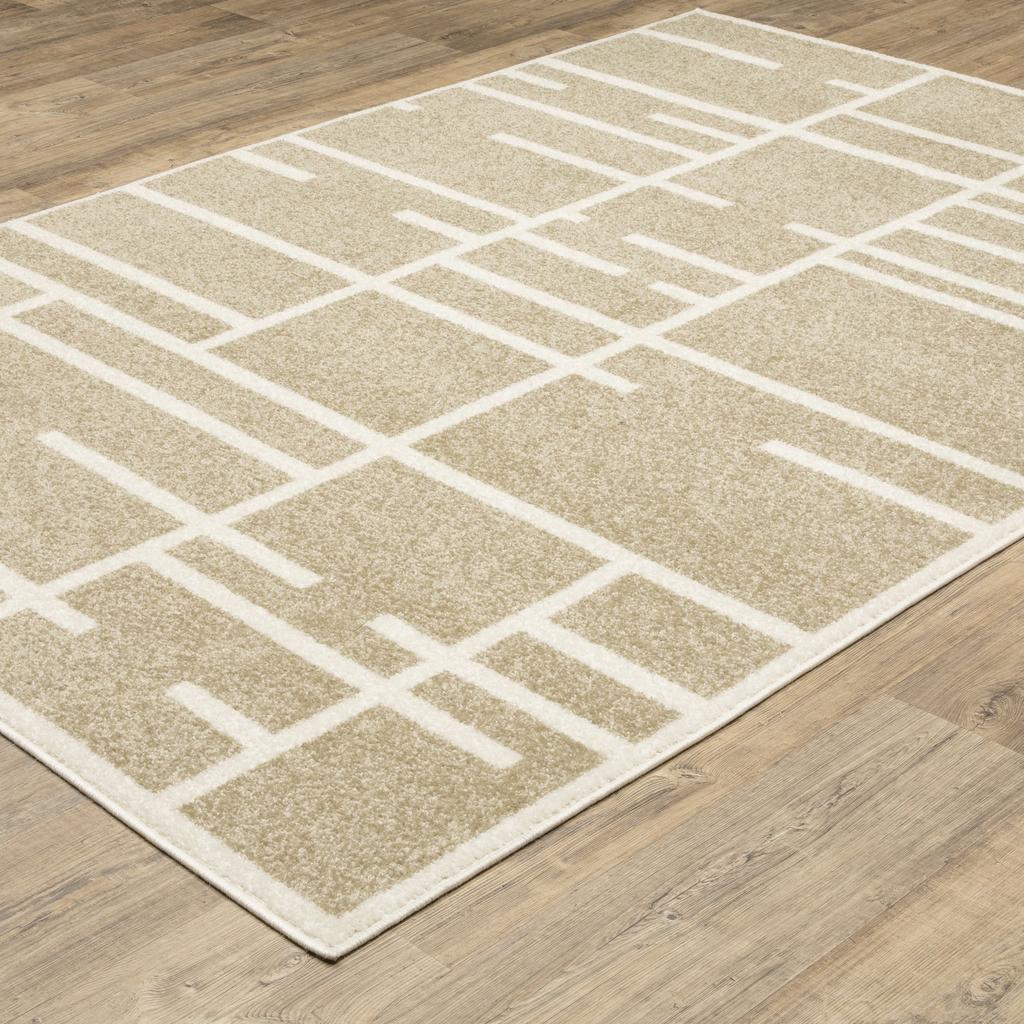 Oriental Weavers Quinn QUI04 Beige Rectangle Indoor Area Rug Geometric Pattern-
