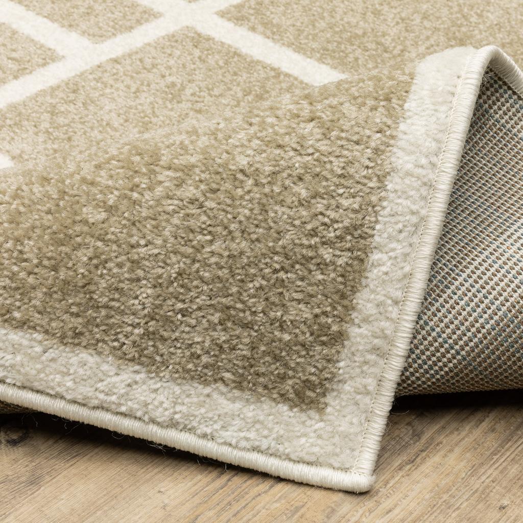 Oriental Weavers Quinn QUI04 Beige Rectangle Indoor Runner Geometric Pattern-