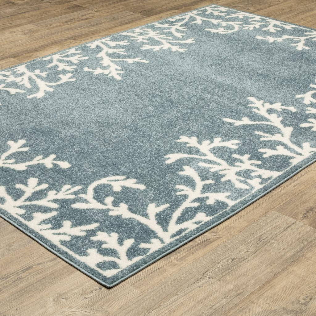 Oriental Weavers Quinn QUI07 Blue Rectangle Indoor Area Rug Botanical Pattern-