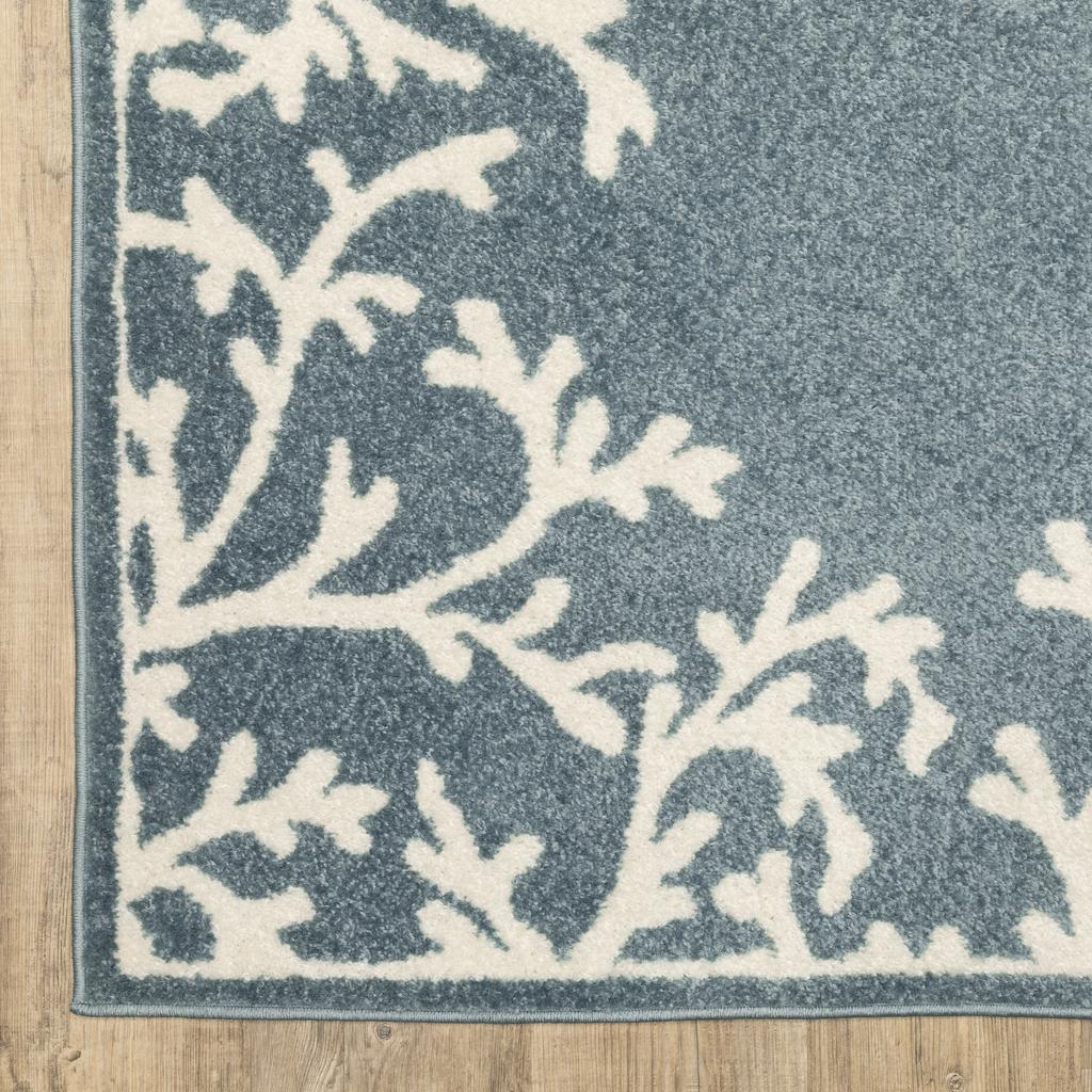 Oriental Weavers Quinn QUI07 Blue Rectangle Indoor Runner Botanical Pattern-