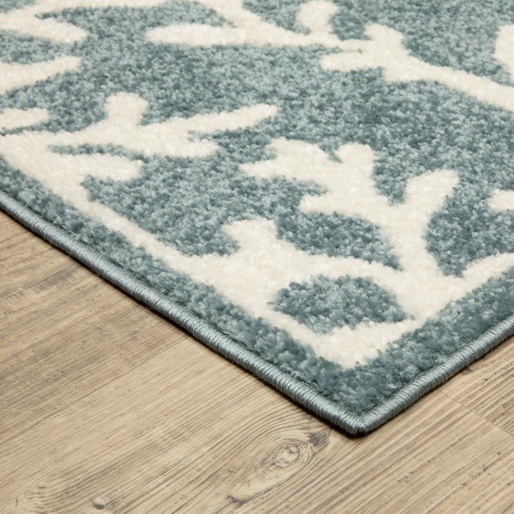 Oriental Weavers Quinn QUI07 Blue Rectangle Indoor Area Rug Botanical Pattern-