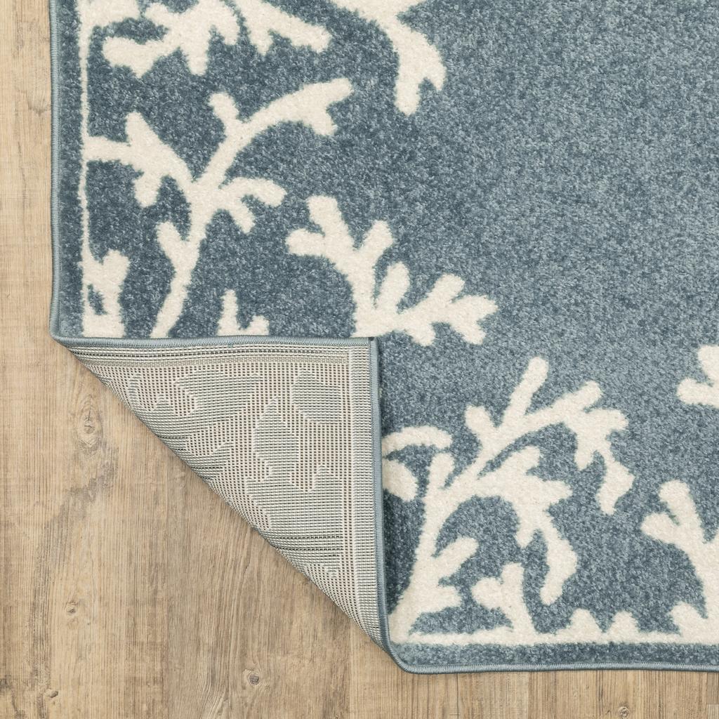 Oriental Weavers Quinn QUI07 Blue Rectangle Indoor Runner Botanical Pattern-