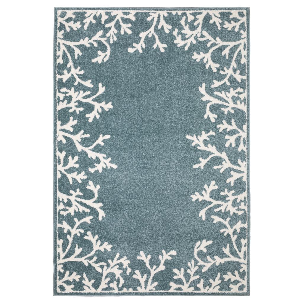 Oriental Weavers Quinn QUI07 Blue Rectangle Indoor Runner Botanical Pattern-