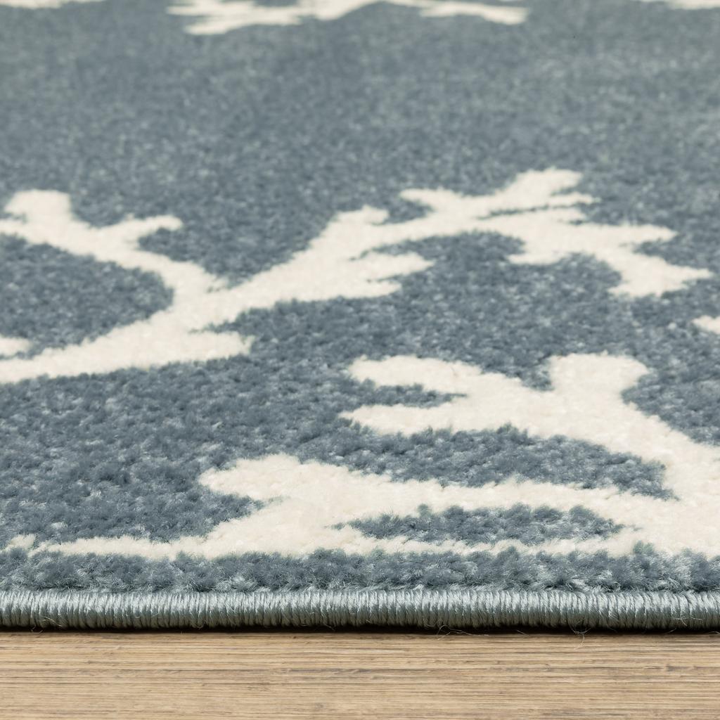 Oriental Weavers Quinn QUI07 Blue Rectangle Indoor Runner Botanical Pattern-