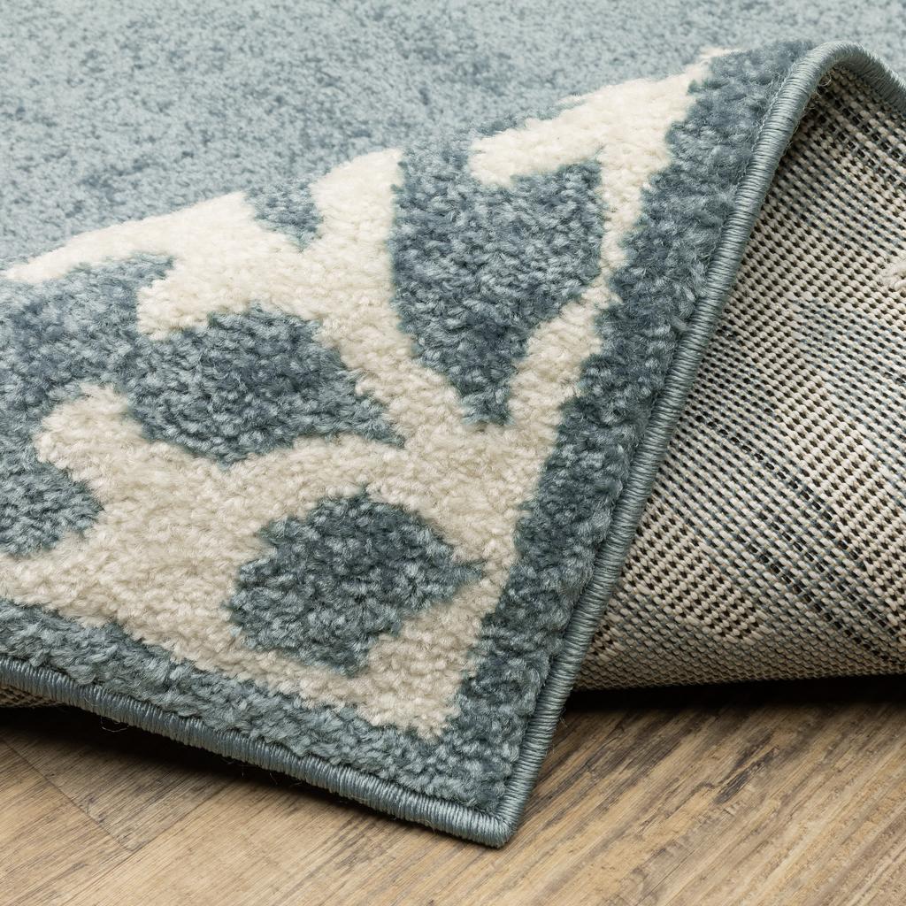 Oriental Weavers Quinn QUI07 Blue Rectangle Indoor Runner Botanical Pattern-