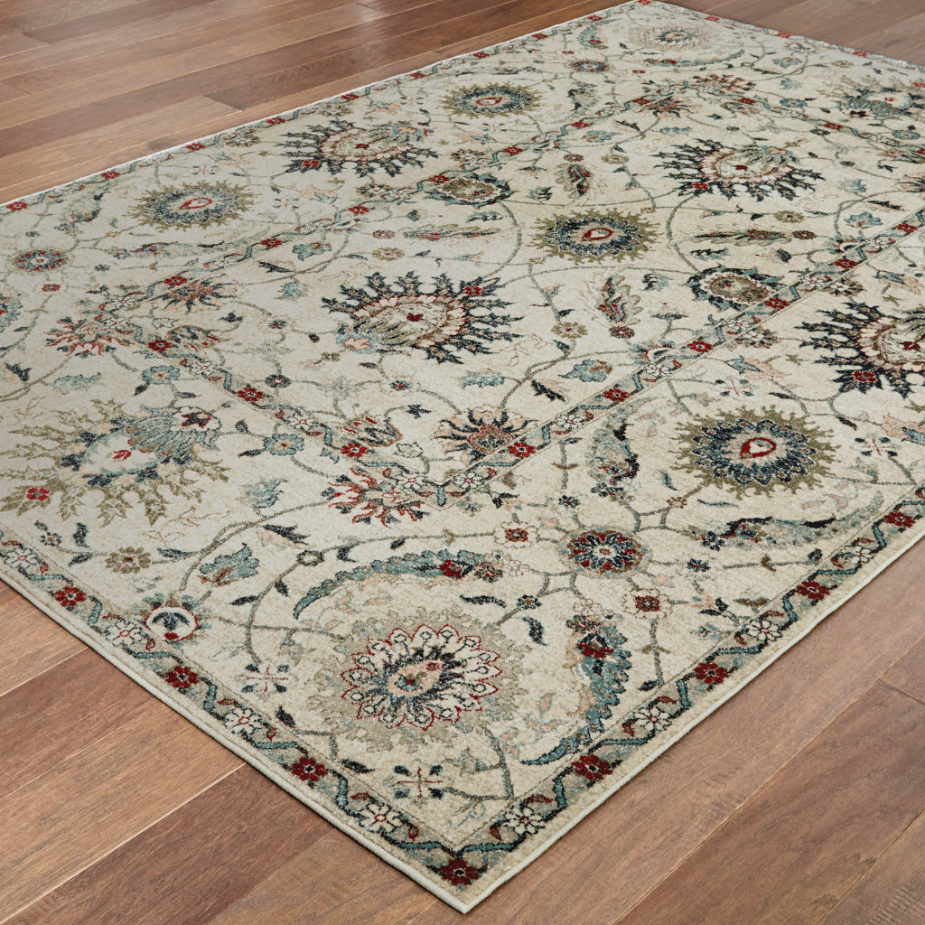 Oriental Weavers Raleigh 022Y5 Two-Color Rectangle Indoor Area Rug - Soft & Stain Resistant Low Pile Rug with Floral Design-