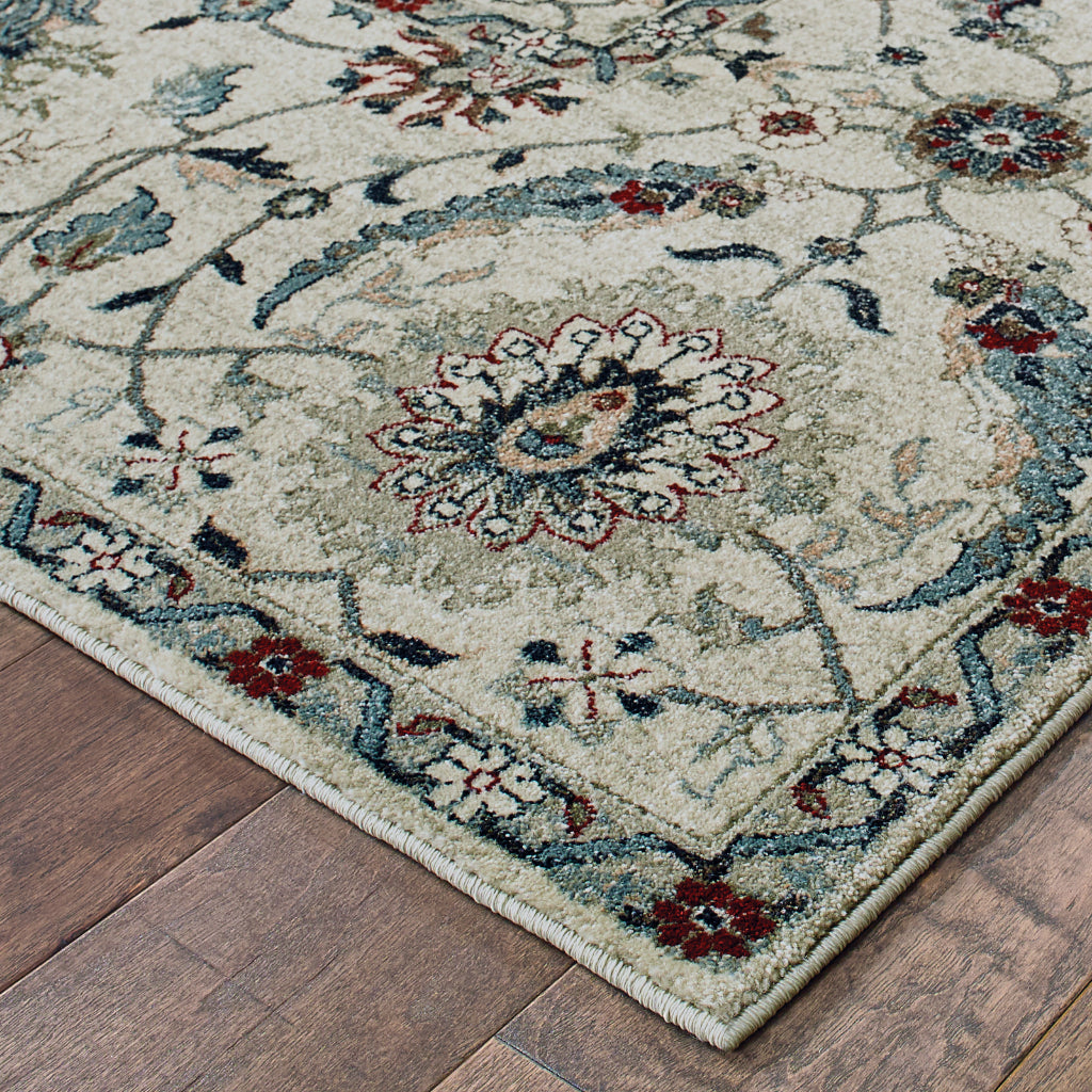 Oriental Weavers Raleigh 022Y5 Two-Color Rectangle Indoor Runner - Soft &amp; Stain Resistant Low Pile Rug with Floral Design