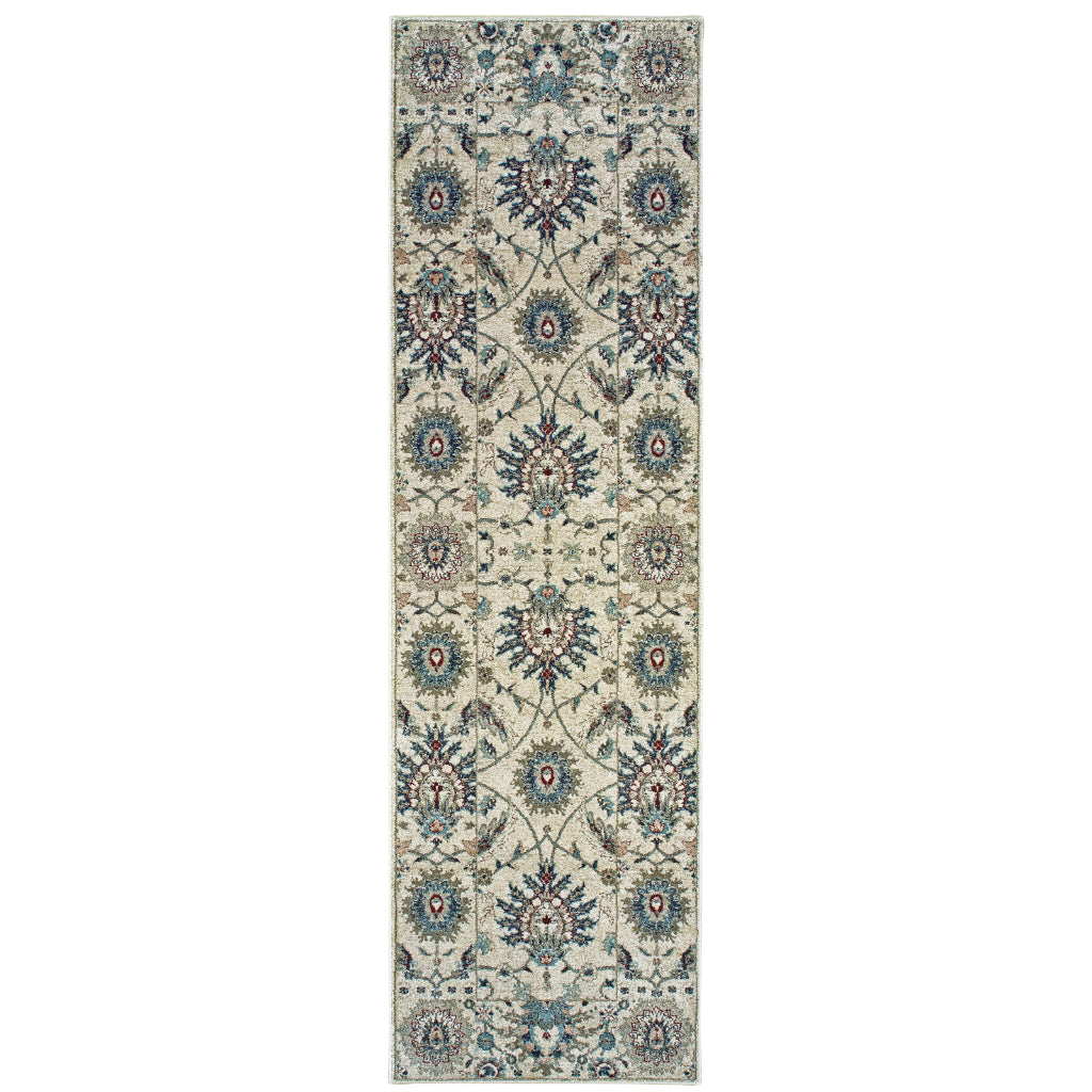 Oriental Weavers Raleigh 022Y5 Two-Color Rectangle Indoor Runner - Soft &amp; Stain Resistant Low Pile Rug with Floral Design