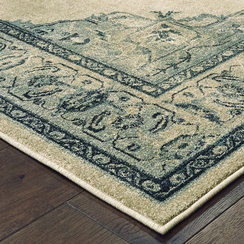 Oriental Weavers Raleigh 2337W Two-Color Rectangle Indoor Runner - Soft &amp; Stain Resistant Low Pile Rug with Medallion Design