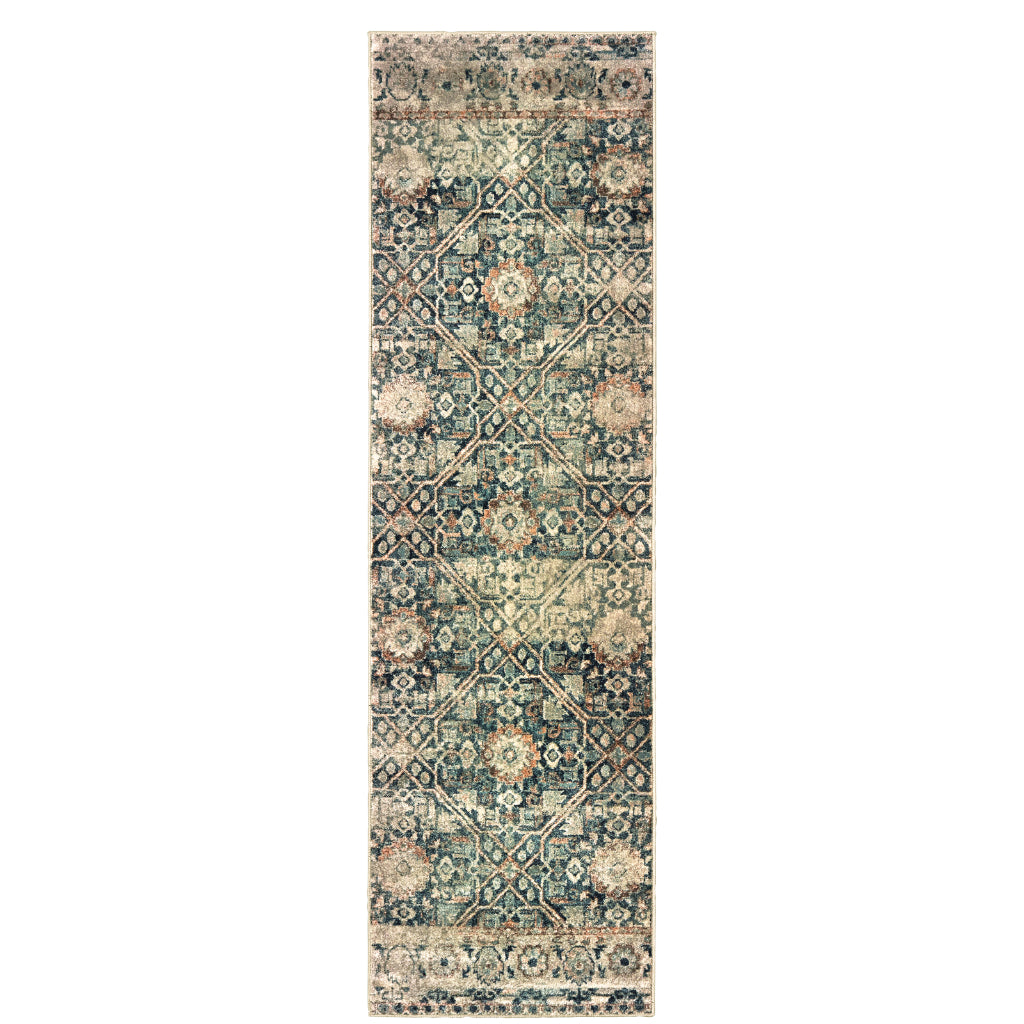 Oriental Weavers Raleigh 4925L Two-Color Rectangle Indoor Runner - Soft &amp; Stain Resistant Low Pile Rug with Geometric Design