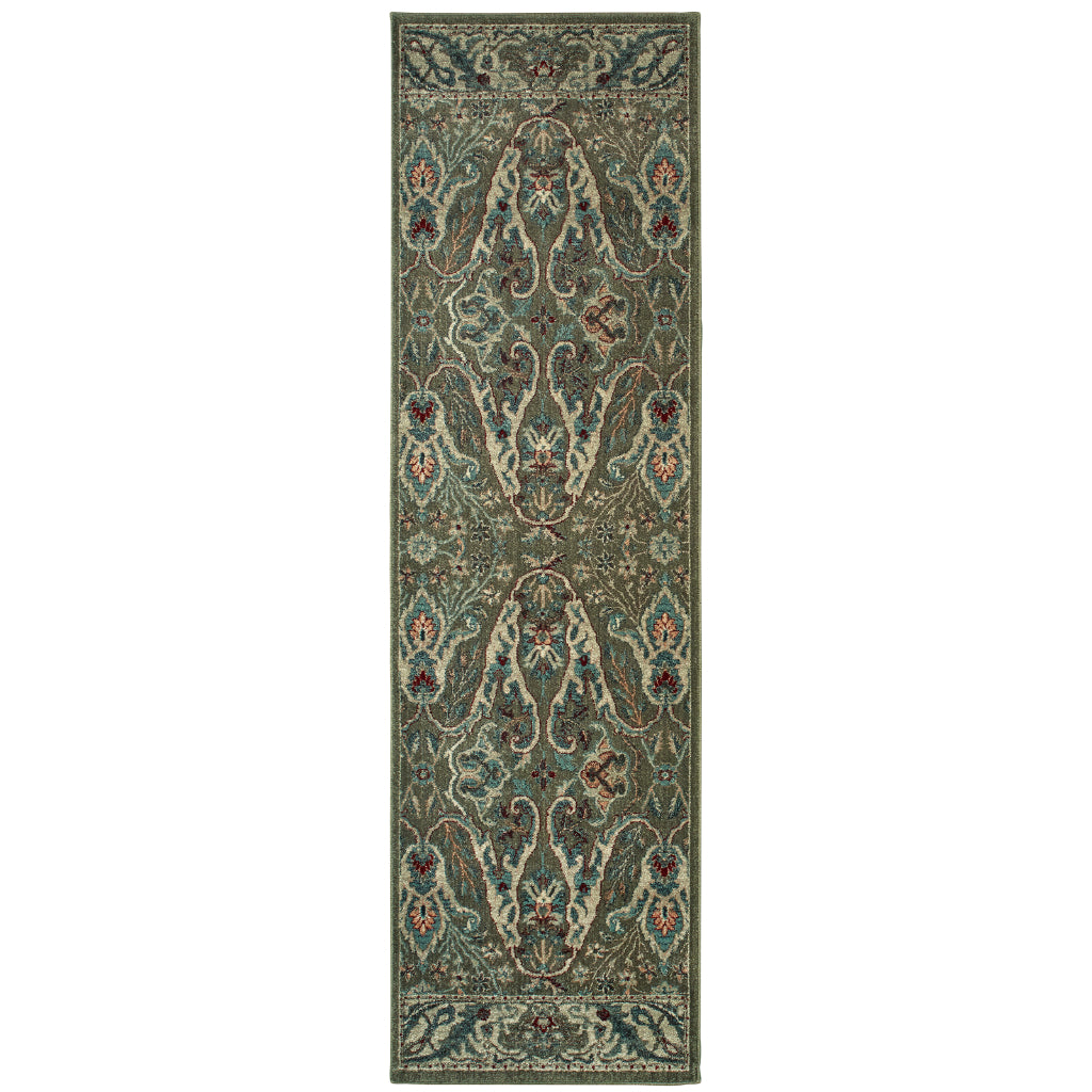 Oriental Weavers Raleigh 655Q5 Two-Color Rectangle Indoor Runner - Soft &amp; Stain Resistant Low Pile Rug with Floral Design