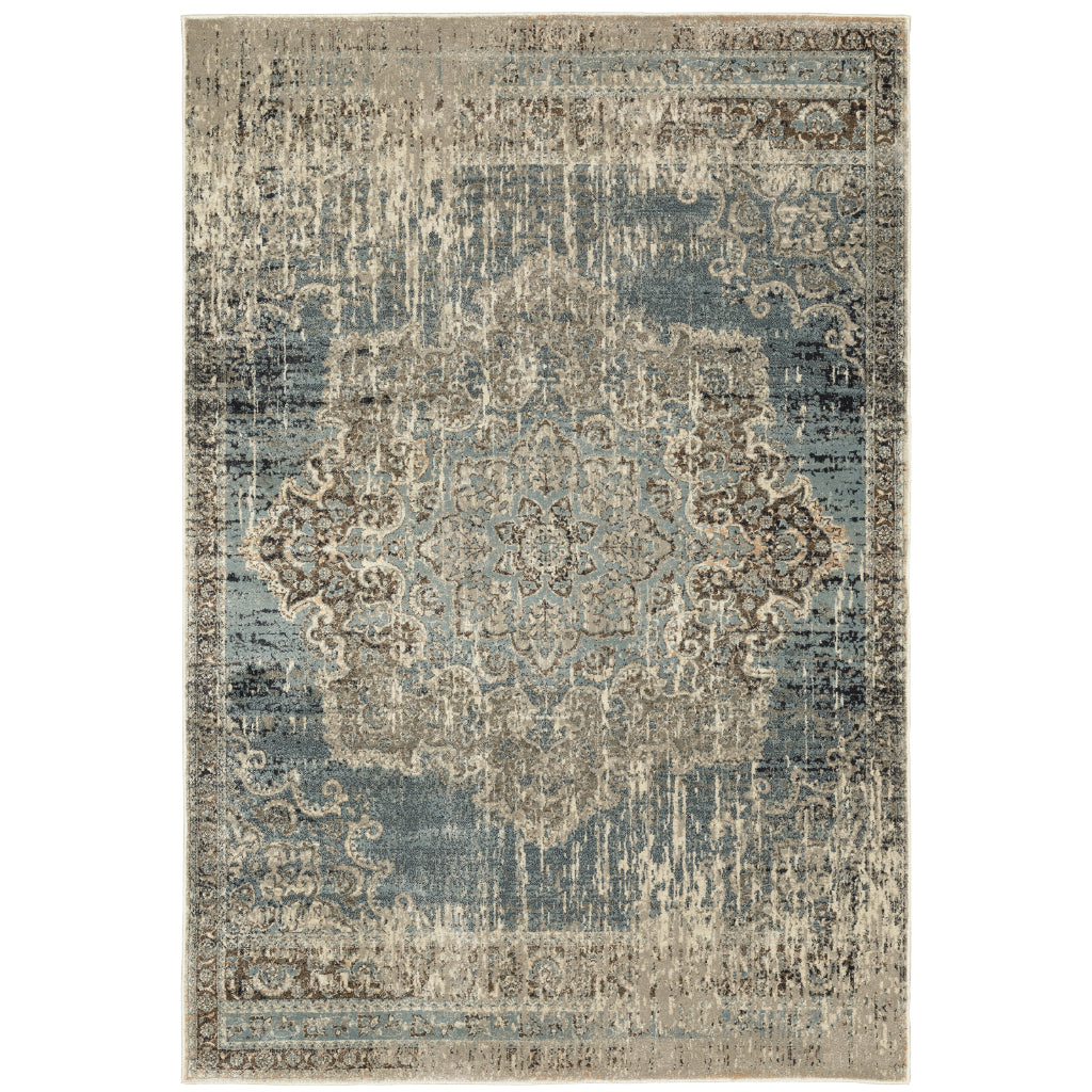 Oriental Weavers Raleigh 6649H Two-Color Rectangle Indoor Area Rug - Soft &amp; Stain Resistant Low Pile Rug with Oriental Design
