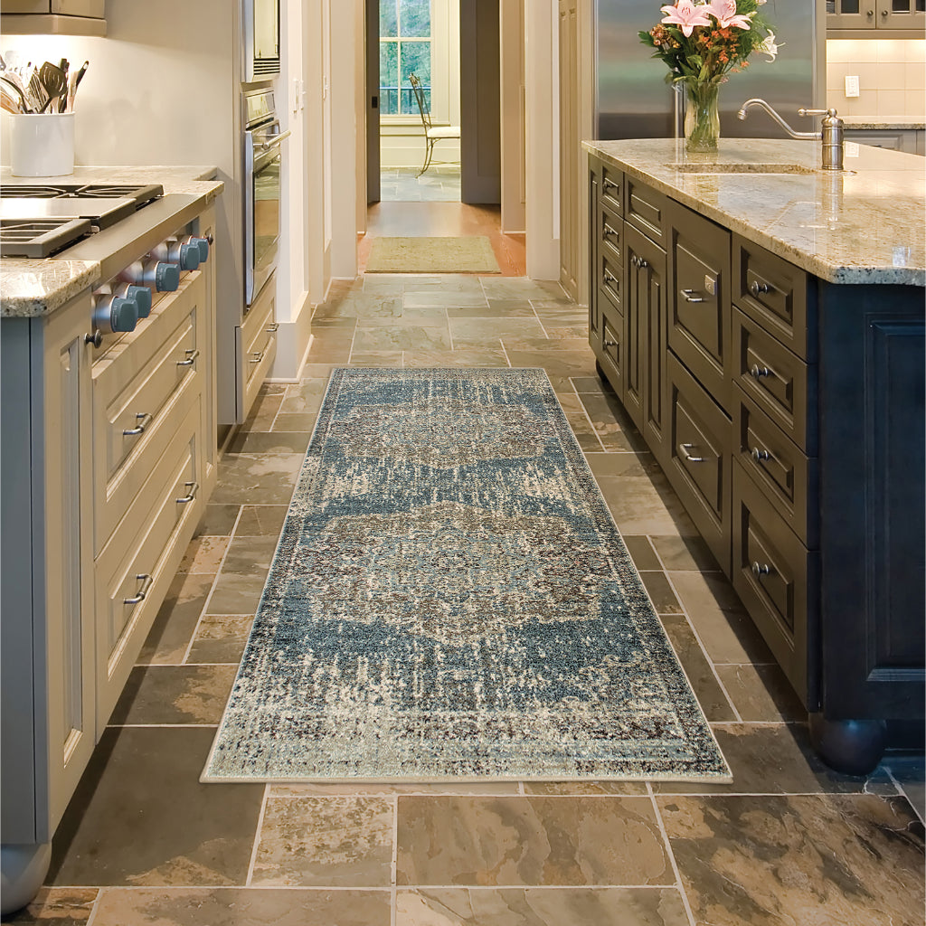 Oriental Weavers Raleigh 6649H Two-Color Rectangle Indoor Runner - Soft &amp; Stain Resistant Low Pile Rug with Oriental Design