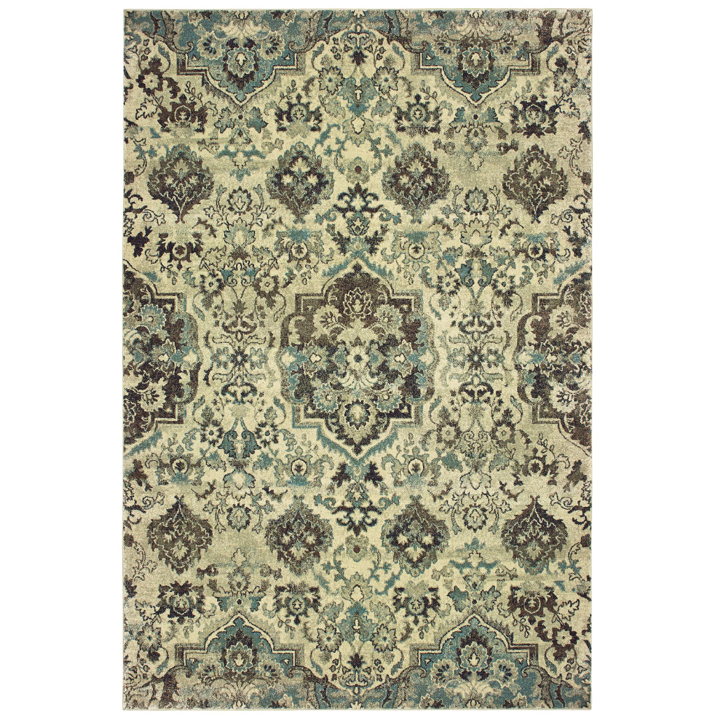 Oriental Weavers Raleigh 8027J Two-Color Rectangle Indoor Area Rug - Soft &amp; Stain Resistant Low Pile Rug with Tribal Design