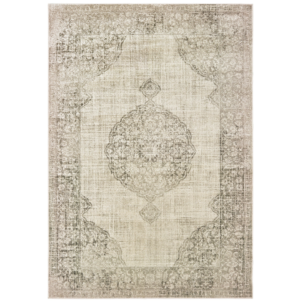 Oriental Weavers Raleigh 099D5 Two-Color Rectangle Indoor Area Rug - Soft & Stain Resistant Low Pile Rug with Medallion Design-
