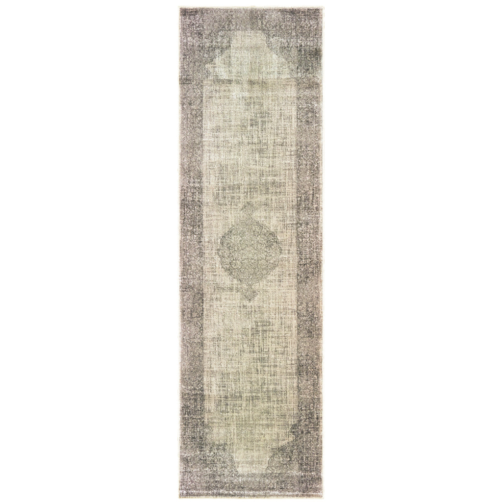 Oriental Weavers Raleigh 099D5 Two-Color Rectangle Indoor Runner - Soft &amp; Stain Resistant Low Pile Rug with Medallion Design