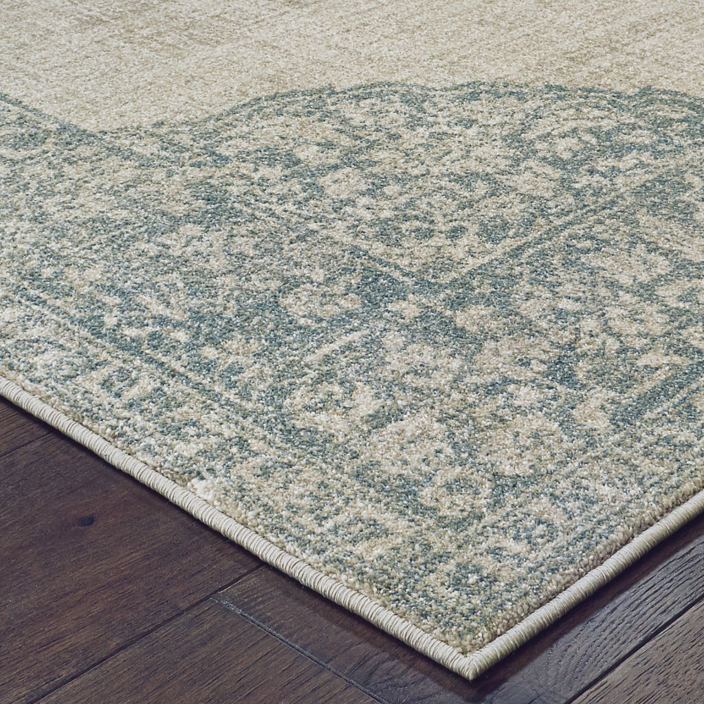 Oriental Weavers Raleigh 099J5 Two-Color Rectangle Indoor Runner - Soft &amp; Stain Resistant Low Pile Rug with Medallion Design