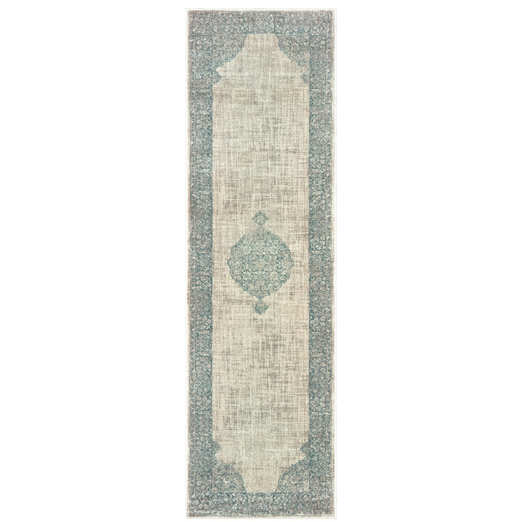 Oriental Weavers Raleigh 099J5 Two-Color Rectangle Indoor Runner - Soft &amp; Stain Resistant Low Pile Rug with Medallion Design