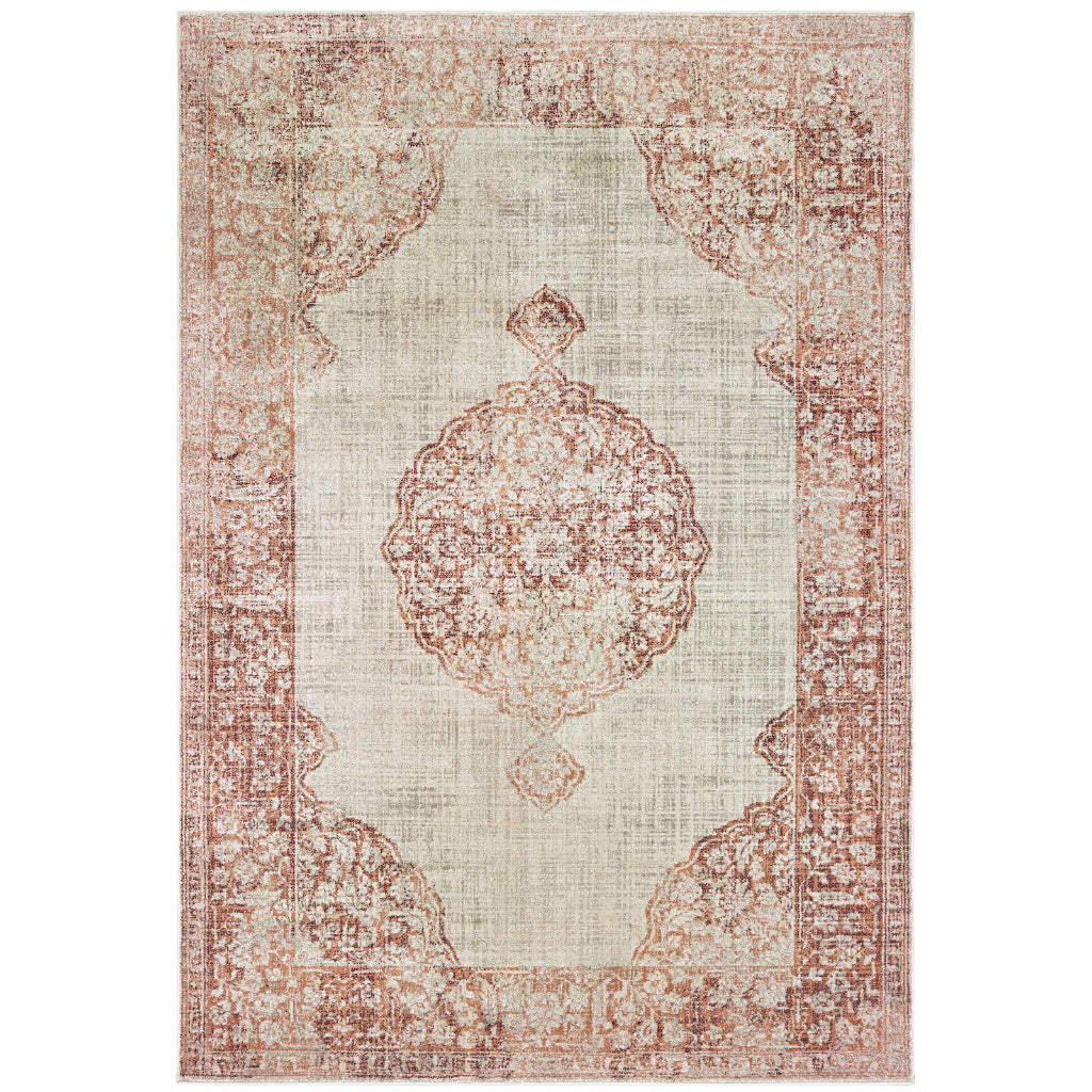 Oriental Weavers Raleigh 099W5 Two-Color Rectangle Indoor Area Rug - Soft & Stain Resistant Low Pile Rug with Medallion Design-